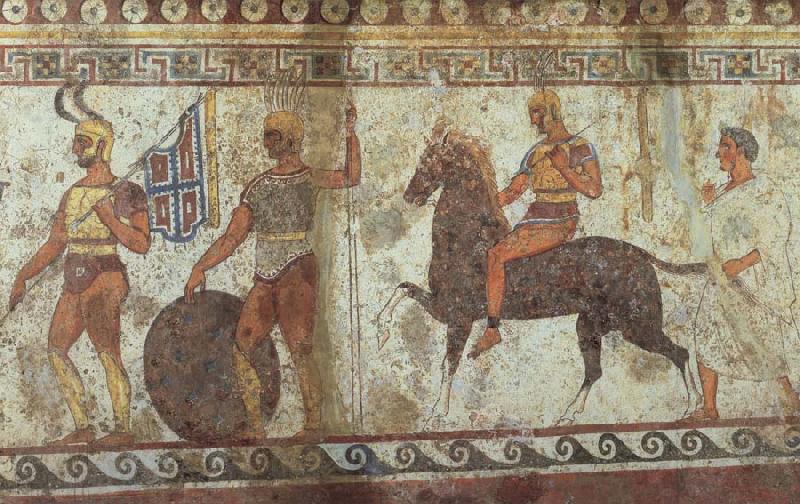unknow artist Greek Fubsoldaten and cavalry fresco Spain oil painting art